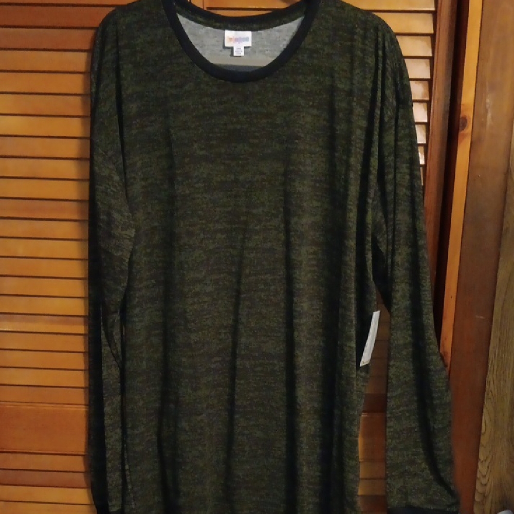 Grey With Olive Green Undertones Long Sleeve Men's Shirt 3xl